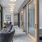 a co-working lounge with private working spaces