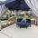 Blue cabana by the pool