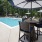 Seating area by pool