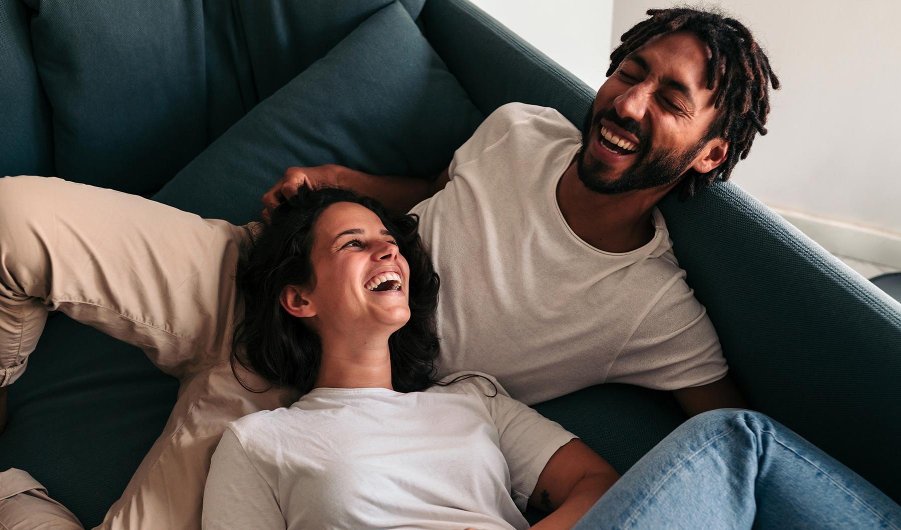 A perfect fit for the whole family a man and a woman laughing